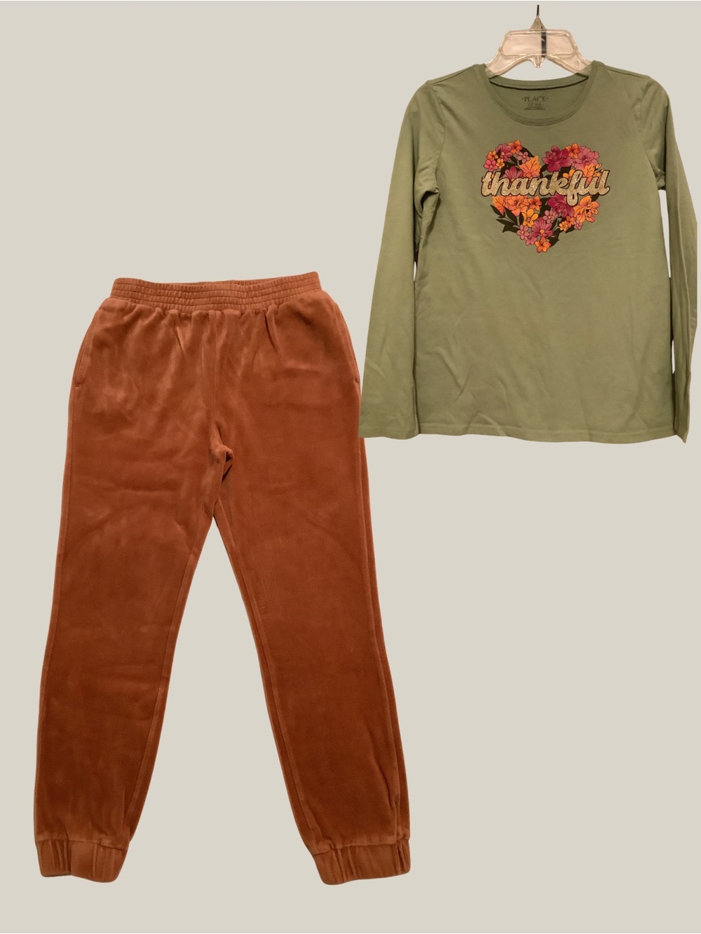 Girls 2Pc Fall Outfit Lot Cat & Jack Velour Joggers & Childrens Place Tee, 10/12